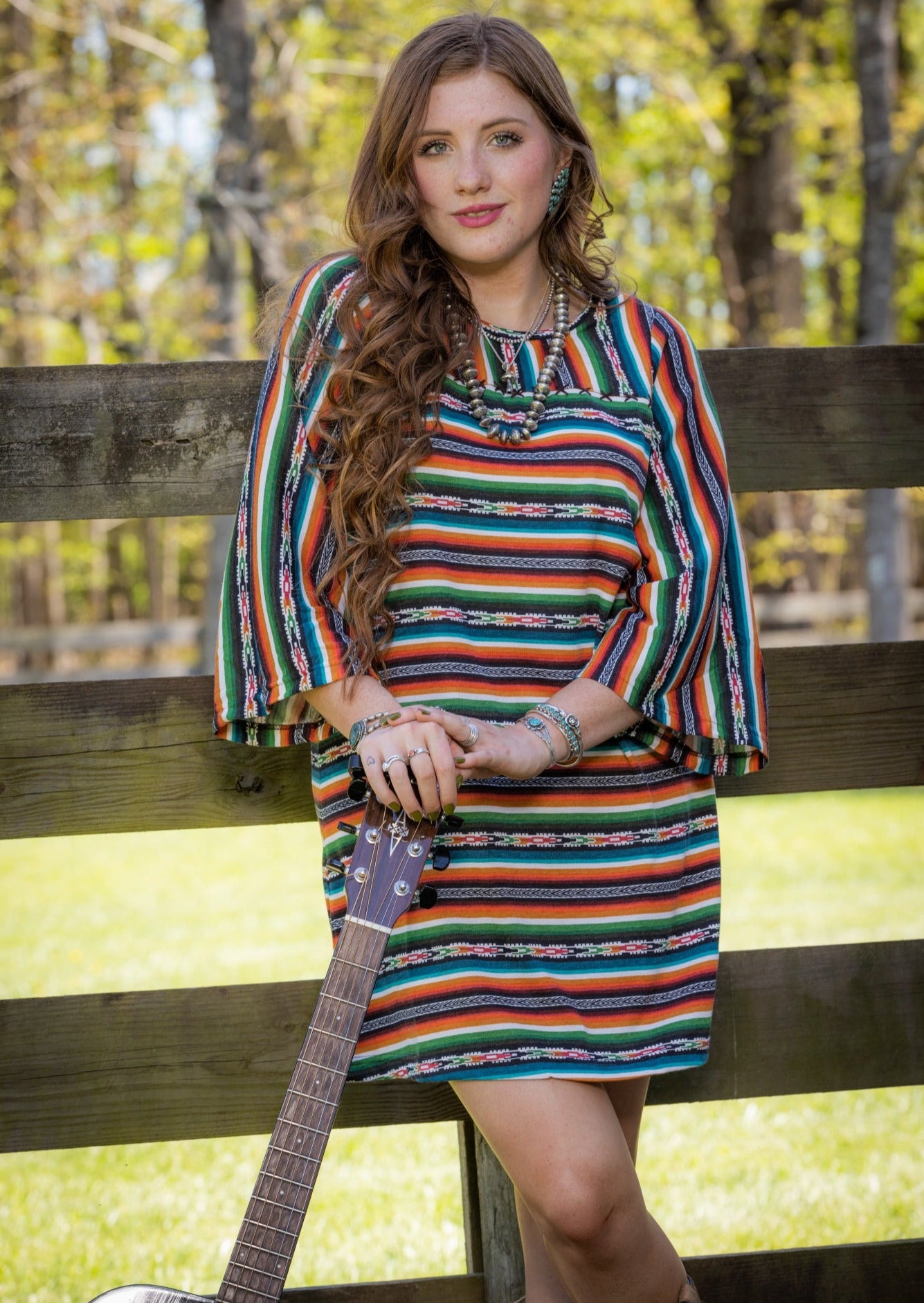 Montana Aztec Bell-Sleeve Dress
