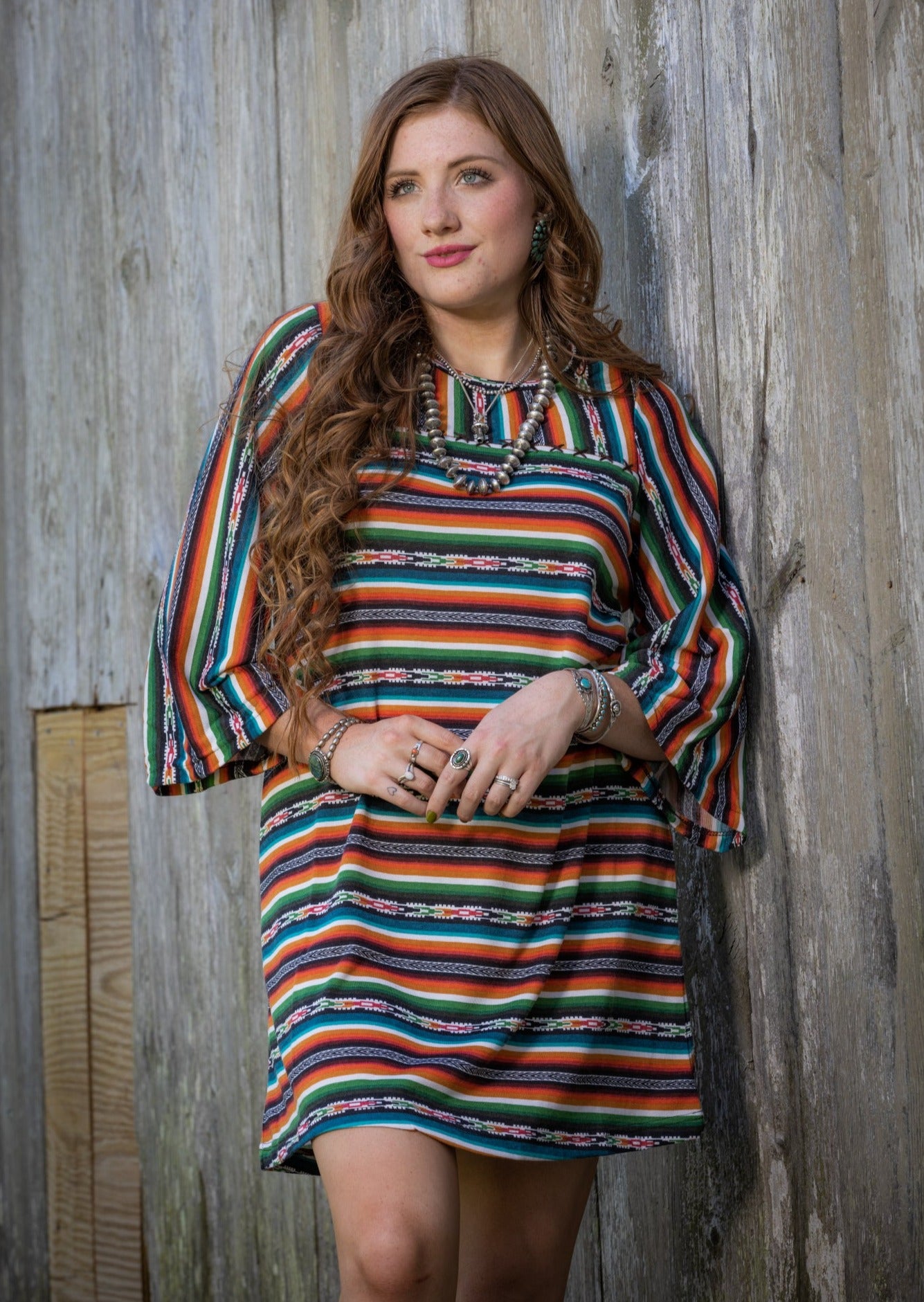 Montana Aztec Bell-Sleeve Dress
