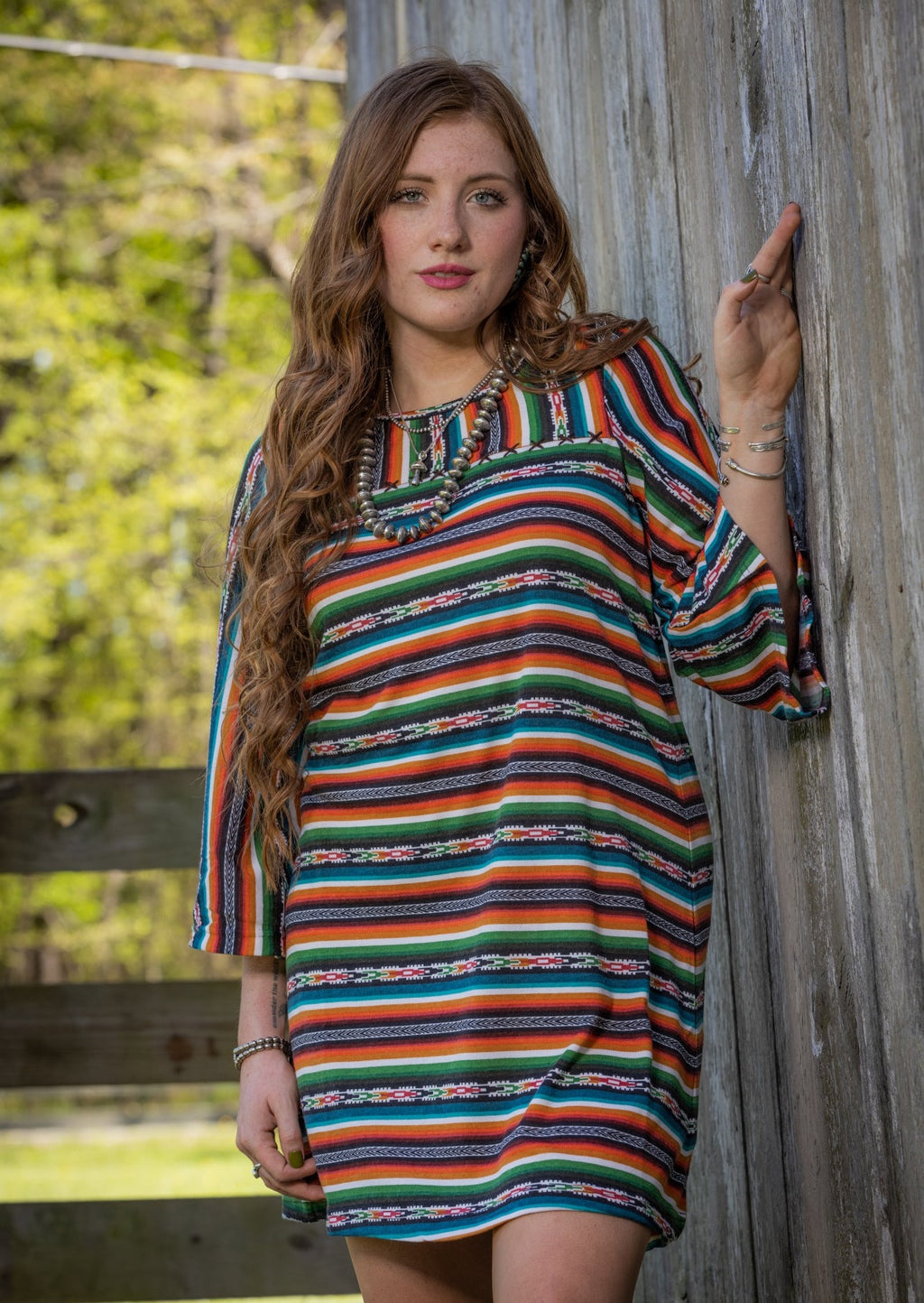 Montana Aztec Bell-Sleeve Dress