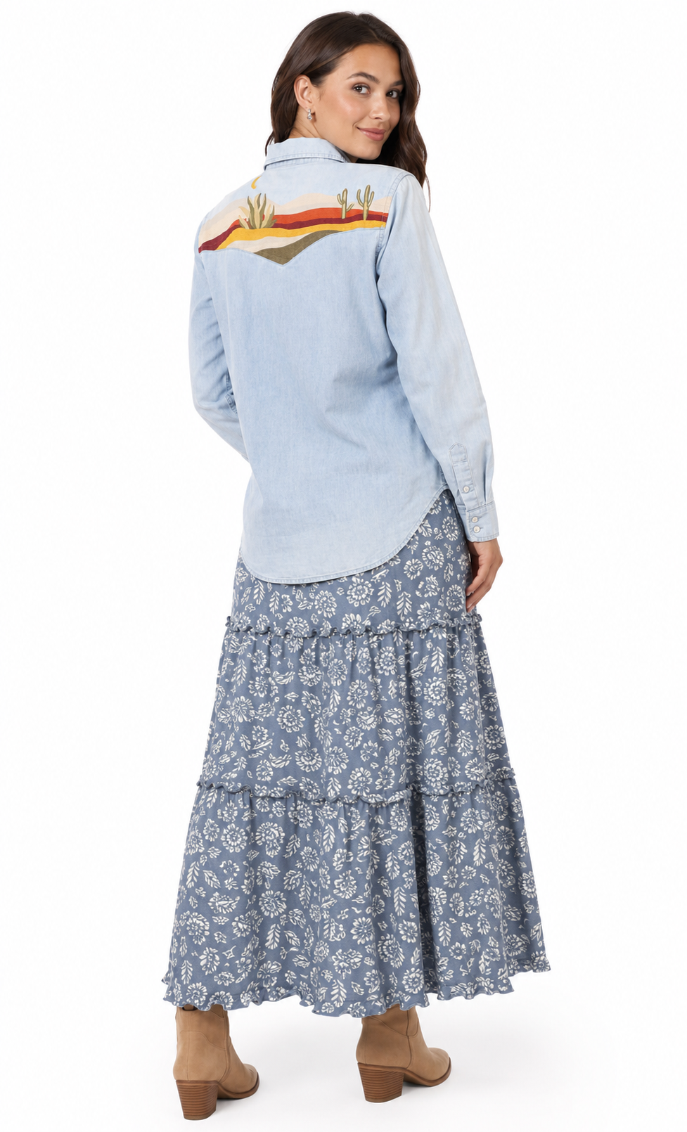 Blue Meadow Floral Maxi Skirt