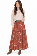 Rust Prairie Floral Maxi Skirt