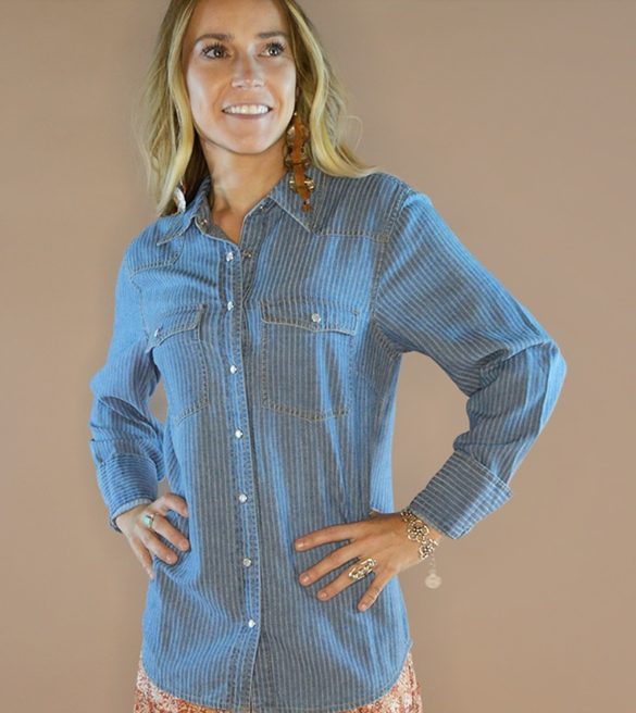 The Elsie Pearl Snap Denim Shirt